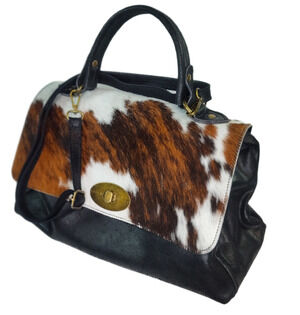 Charlie Leather Donatelia Black & Fur Large Handbag & Crossbody-NWOT-Gently Used